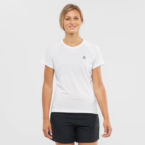 Camiseta Salomon Cross Run Corta Sleeve Mujer Blancos | MX TGAC230